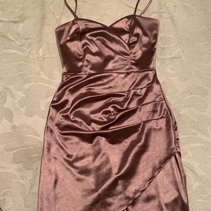 dark pink mini dress.